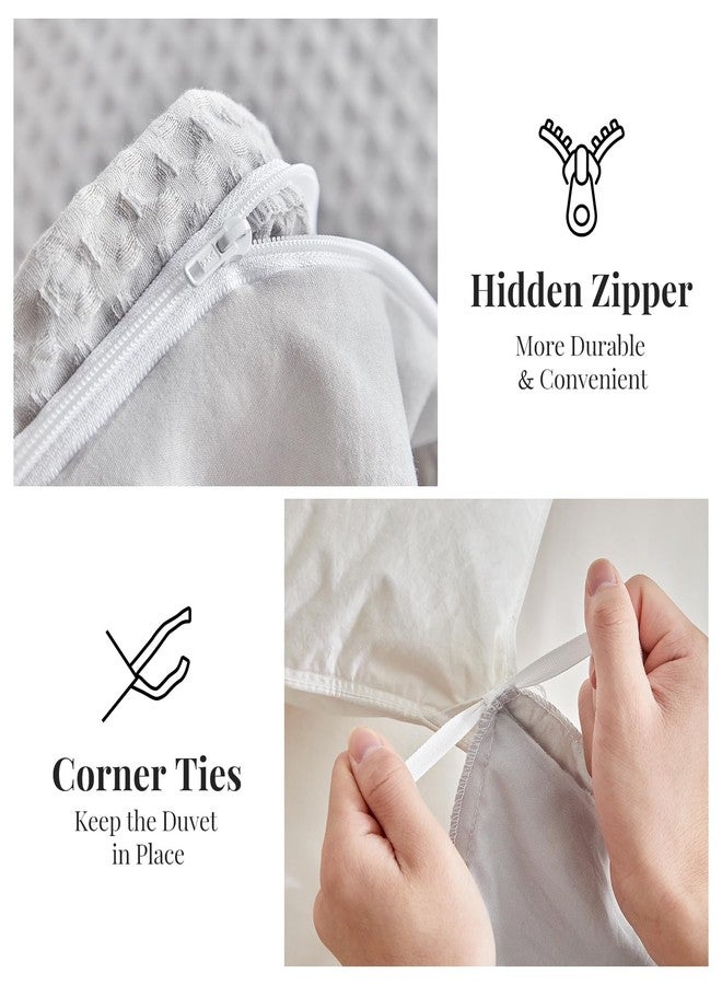 WARMDERN Waffle Weave King Size Duvet Cover, Light Grey Microfiber Duvet Cover Set, Soft and Breathable Comforter Cover, Textured 3 Pieces Bedding Set for All Season(Light Grey,King) - Image 5