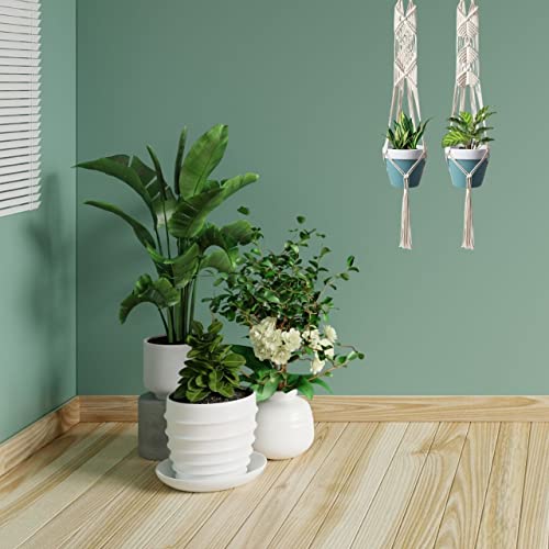 ecofynd 2 Pack Macrame Plant Hanger, Indoor Hanging Planter Basket, Decorative Flower Pot Holder for Indoor Outdoor, Balcony Boho Home Decor, M4M5, 39 Inch, Ivory (Pots Not Included) - Image 4