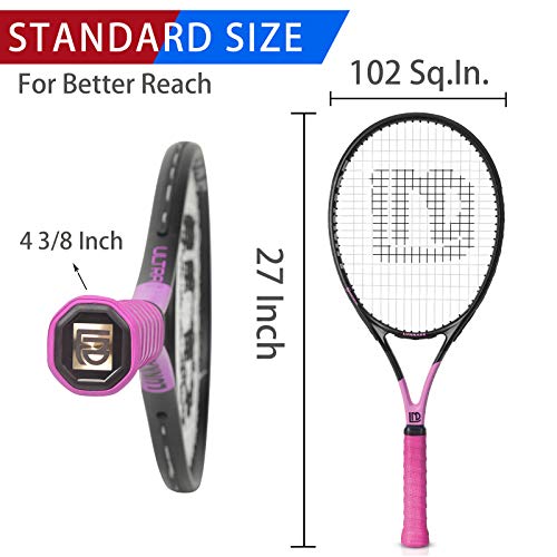 LUNNADE Adults Tennis Racket 2 Pack, Durable 27 Inch Coupled Tennis Racquet Light-Weight, Pre-Strung and Regrip, Suitable for Beginners to Intermediate Players - Image 2