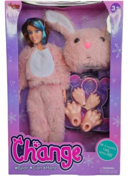 Vardem Change Toy Pink Rabbit 30 cm Doll with Accessories 66838  - Image 4