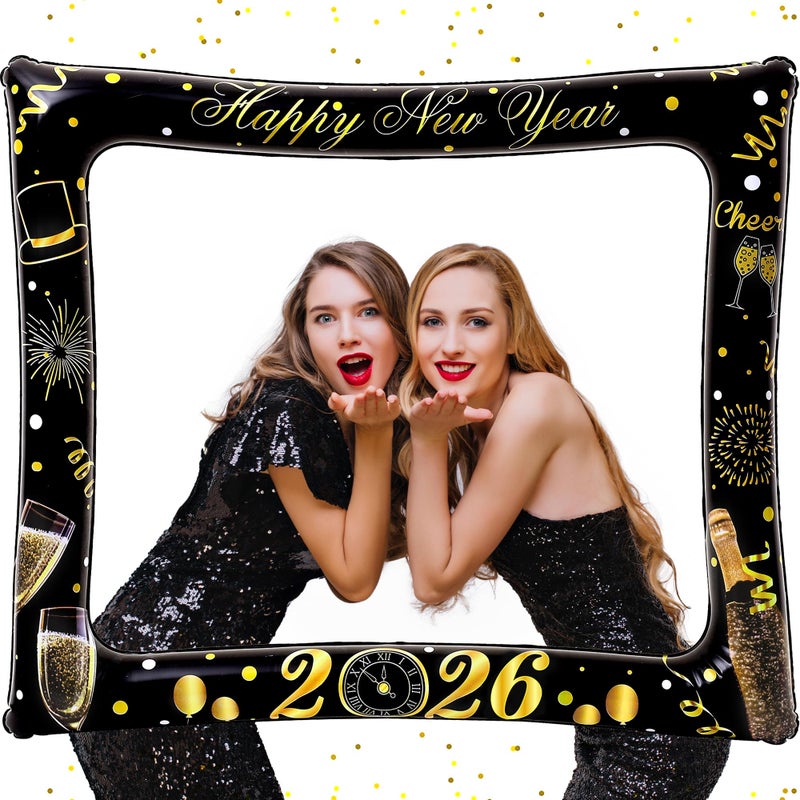KatchOn New Year Photo Booth Frame 30 Inch Inflatable New Years Photo Booth Props New Years Eve Party Supplies 2026 Nye Decorations 2026 Happy New Year 2026 Nye Party Supplies - Image 2