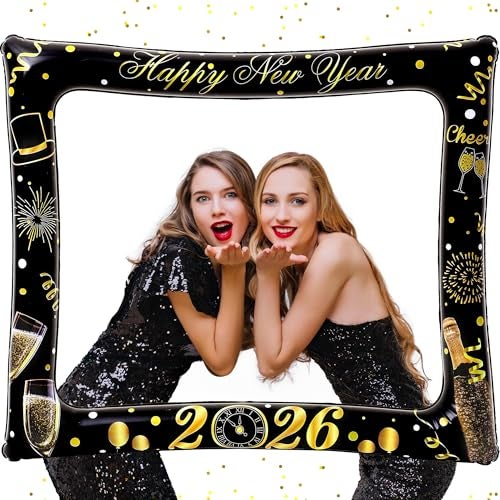 KatchOn New Year Photo Booth Frame 30 Inch Inflatable New Years Photo Booth Props New Years Eve Party Supplies 2026 Nye Decorations 2026 Happy New Year 2026 Nye Party Supplies - Image 1