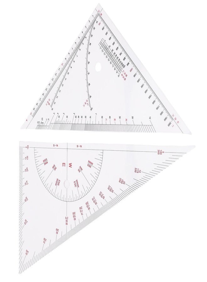 Klanata Large 405mm Marine Navigation Triangle Ruler & Protractor Set, Crystal Clear Acrylic Chart Plotting Tools for Boats and Yachts, Professional Nautical Drafting Tool (15.9in) - Image 4