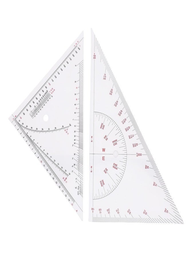 Klanata Large 405mm Marine Navigation Triangle Ruler & Protractor Set, Crystal Clear Acrylic Chart Plotting Tools for Boats and Yachts, Professional Nautical Drafting Tool (15.9in) - Image 1