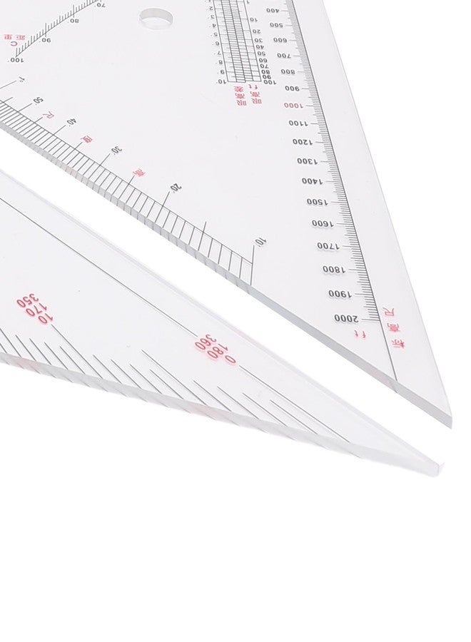 Klanata Large 405mm Marine Navigation Triangle Ruler & Protractor Set, Crystal Clear Acrylic Chart Plotting Tools for Boats and Yachts, Professional Nautical Drafting Tool (15.9in) - Image 5