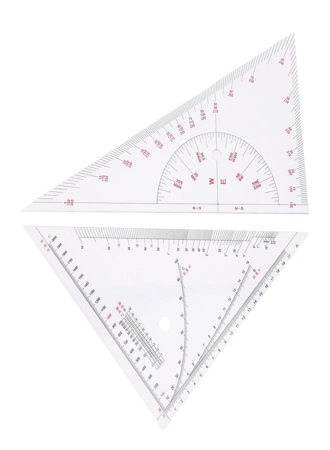 Klanata Large 405mm Marine Navigation Triangle Ruler & Protractor Set, Crystal Clear Acrylic Chart Plotting Tools for Boats and Yachts, Professional Nautical Drafting Tool (15.9in) - Image 2