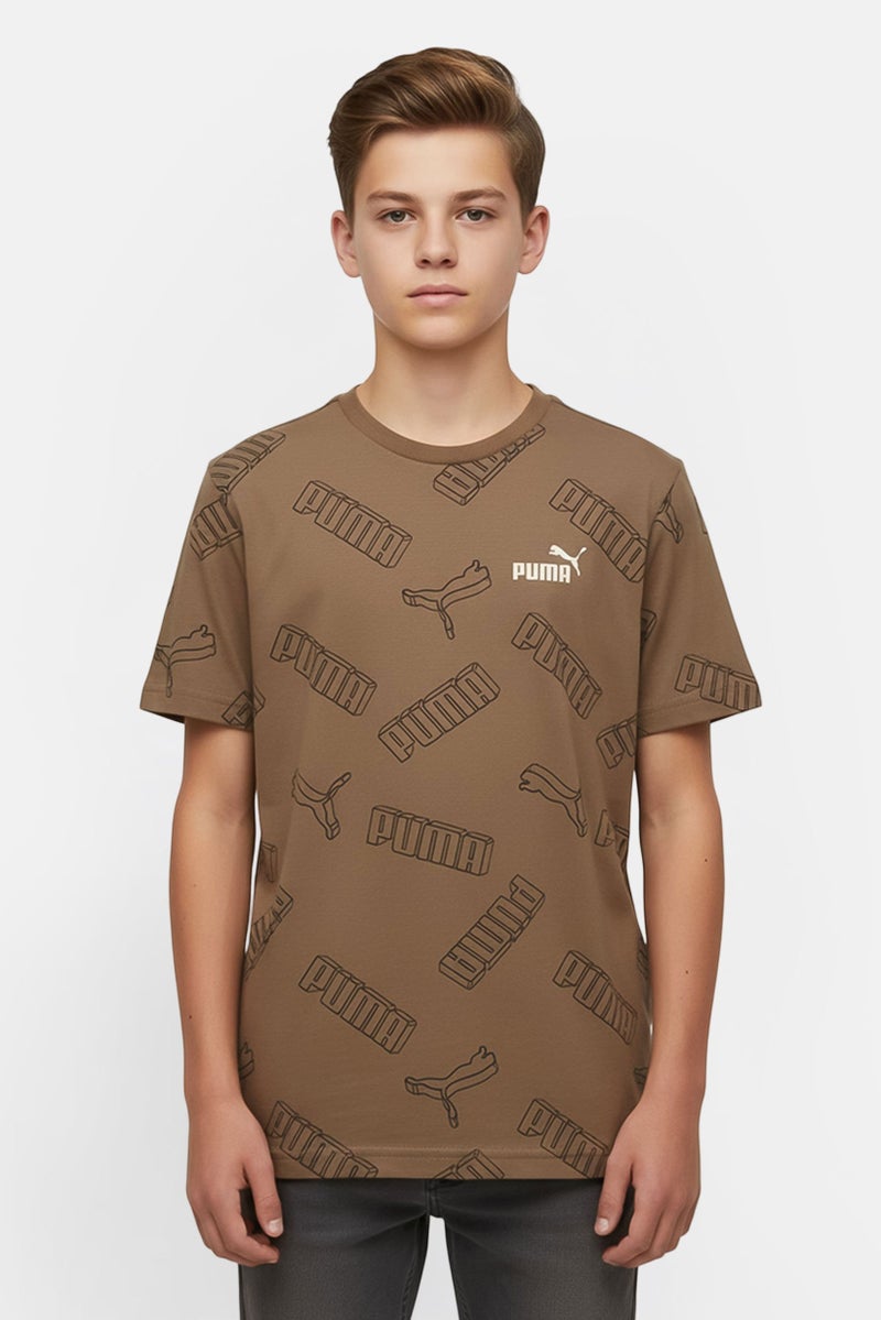 PUMA Kids Boy Sportswear Fit Short Sleeve Outdoor T-Shirt, Brown - Image 1