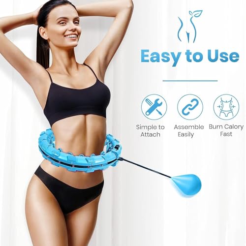 RAMPKD Smart Hula Hoop for Adults and Kids Fitness,Adjustable Length 2 in 1 Abdomen Non-Dropping 360 ° Massage Lose Weight Hoop with 24 Detachable Knots Auto-Spinning Ball (Multi) - Image 4