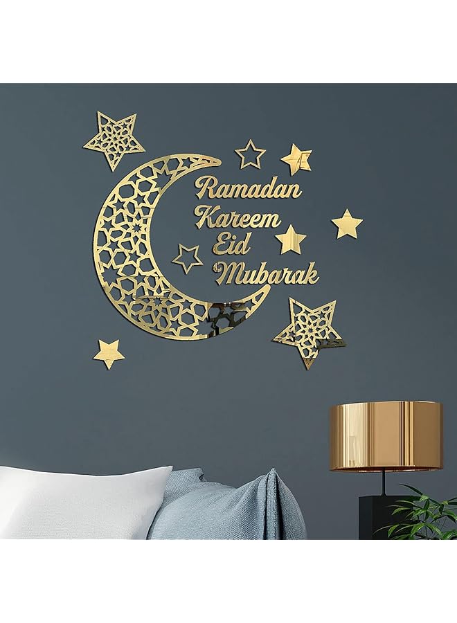 erorex Ramadan Mubarak Decorations Wall Stickers Eid Decor Moon Star Acrylic Walls Decals For Islamic Muslim Home - Image 1