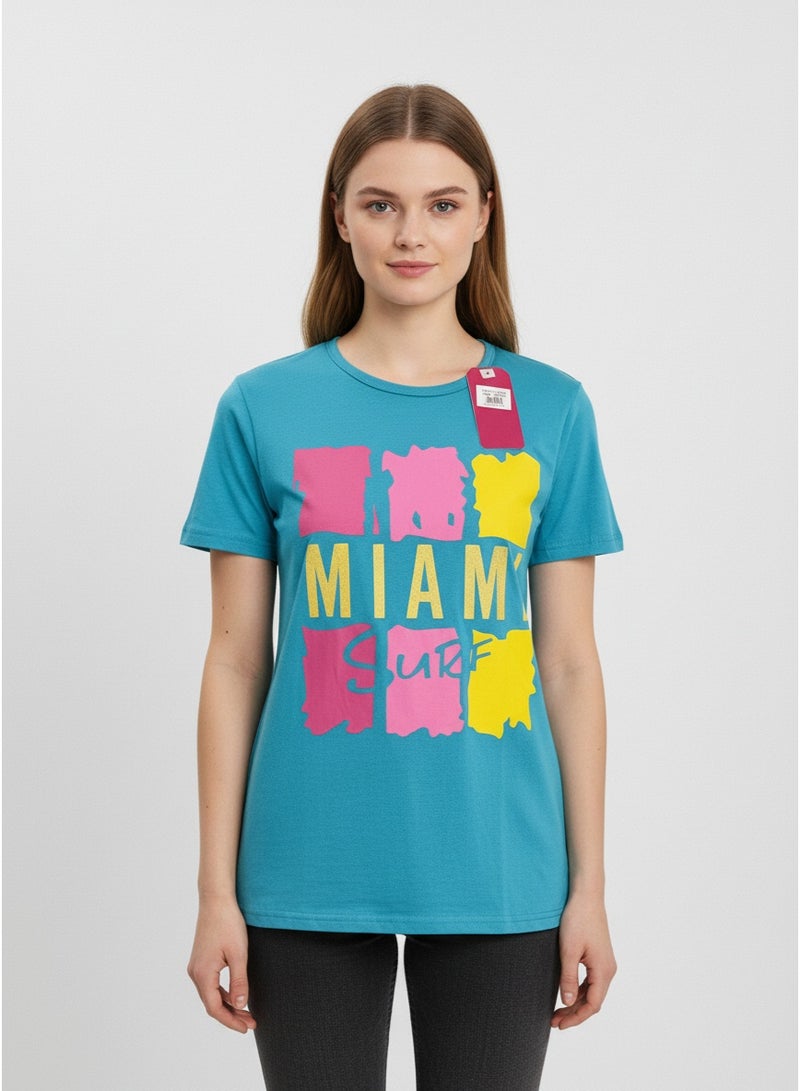 general Ladies T-shirt Blue Trend SS TA-AB21WNXTSNM139 - Image 1