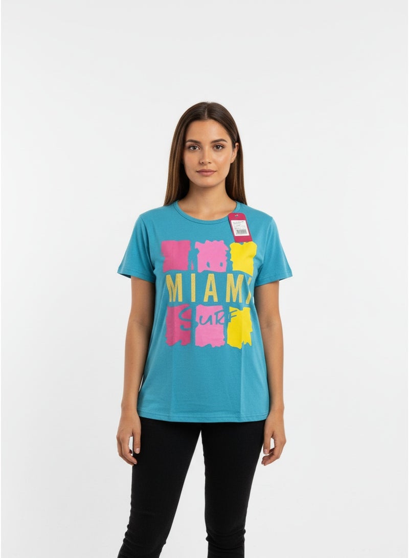 general Ladies T-shirt Blue Trend SS TA-AB21WNXTSNM139 - Image 2