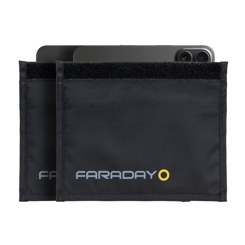 Faraday Defense Bag Jacket for Phones, Tablets, & Laptops | Device Shielding - Law Enforcement & Military, Data Security, Privacy, Anti-Tracking Anti-Hacking (Cell Phone 2 Pack) Black - Image 1