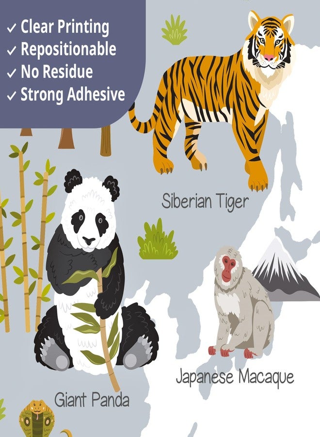 DECOWALL SG2-2516 Animal World Map Wall Stickers - Educational World Map Decals with Animals for Kids’ Room, Nursery & Playroom - Removable & Repositionable Wall Art - 105.2 × 83.2 cm / 41.4 × 32.7 in - Image 5