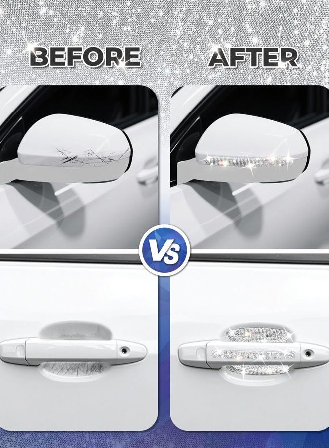 MUPEAK Bling Car Door Handle Protector, 10 Packs, White Crystal Rhinestone Cars Door Protective Cover, Anti-Scratch Auto Handles Sticker, Universal Bling Car Accessories for Women - Image 4