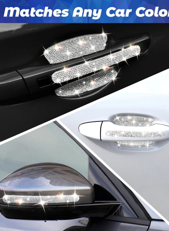 MUPEAK Bling Car Door Handle Protector, 10 Packs, White Crystal Rhinestone Cars Door Protective Cover, Anti-Scratch Auto Handles Sticker, Universal Bling Car Accessories for Women - Image 5