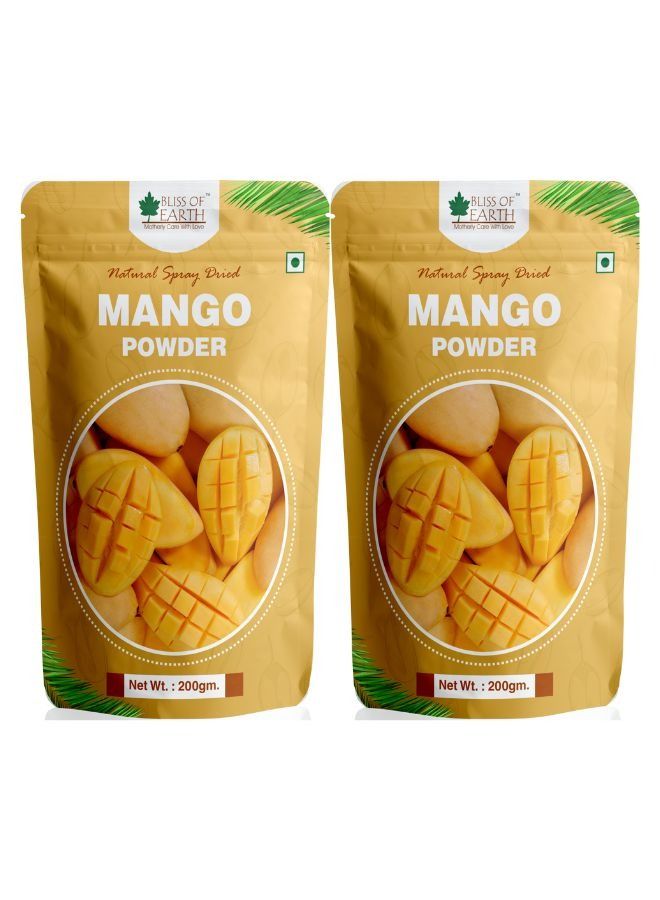 BLISS OF EARTH Bliss of Earth 200gm Mango Powder Natural Spray Dried king of fruits Vitamin A,C,K Rich for Smoothie,Shake,juice, cake and ice cream pack of 2 - Image 1