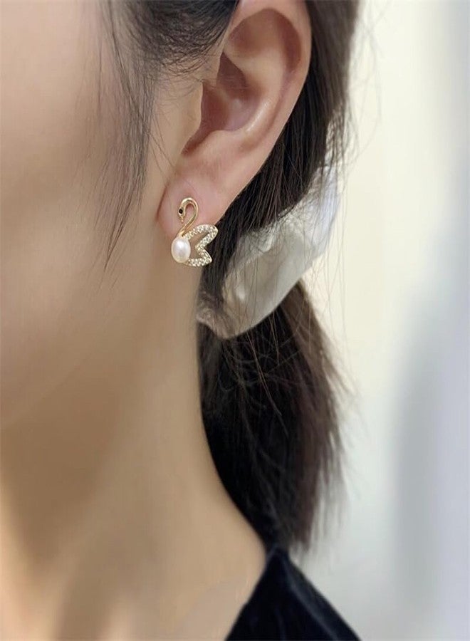 AMAAL Korean Swan Earrings set for Women & Girls Ladies | Designer Statement Crystal Earing beads | Stylish Ear Rings Jewellery for woman Accessory | Valentine Gift for Girlfriend couple -309 - Image 2