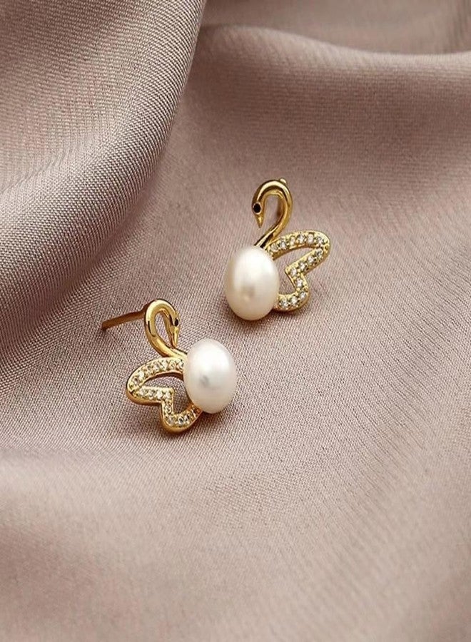 AMAAL Korean Swan Earrings set for Women & Girls Ladies | Designer Statement Crystal Earing beads | Stylish Ear Rings Jewellery for woman Accessory | Valentine Gift for Girlfriend couple -309 - Image 5