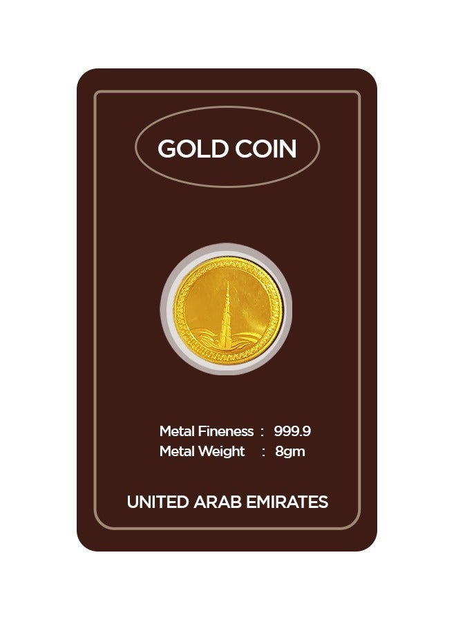 ريزان_جولري مجوهرات ريزان 8 جرام عملة ذهبية عيار 24 عيار 999.9 برج خليفة وتصميم المباني التراثية الإماراتية  - Image 1