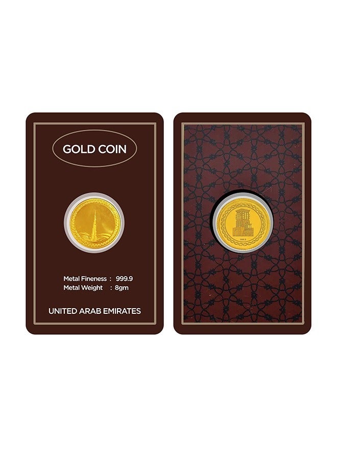 ريزان_جولري مجوهرات ريزان 8 جرام عملة ذهبية عيار 24 عيار 999.9 برج خليفة وتصميم المباني التراثية الإماراتية  - Image 4