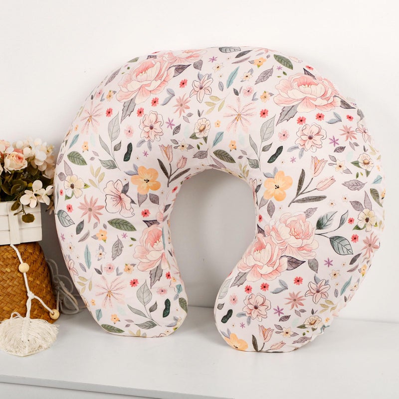 Jundetye Baby Nursing Pillow Cover, Removeable Breastfeeding Pillow Slipcover, Nursing Pillow Case for Newborn Boys Girls, Soft Fabric Fits Snug On Infant, Washable & Breathable, Yellow Pink Flowers - Image 3