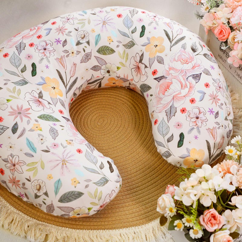 Jundetye Baby Nursing Pillow Cover, Removeable Breastfeeding Pillow Slipcover, Nursing Pillow Case for Newborn Boys Girls, Soft Fabric Fits Snug On Infant, Washable & Breathable, Yellow Pink Flowers - Image 5