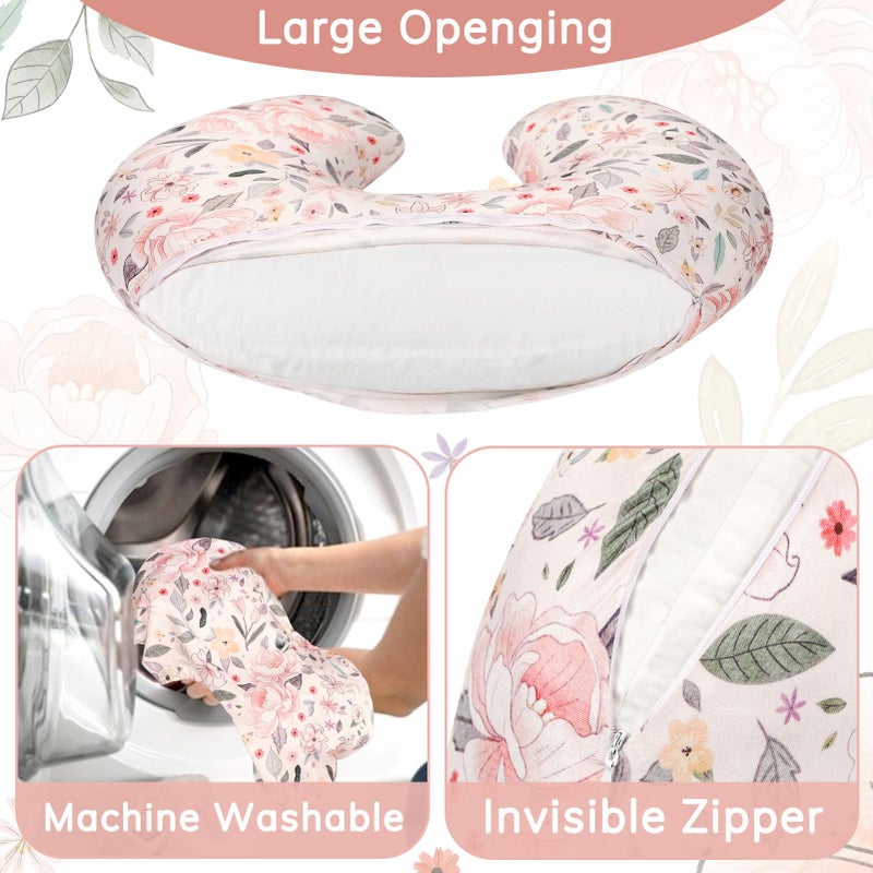Jundetye Baby Nursing Pillow Cover, Removeable Breastfeeding Pillow Slipcover, Nursing Pillow Case for Newborn Boys Girls, Soft Fabric Fits Snug On Infant, Washable & Breathable, Yellow Pink Flowers - Image 4