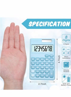 SYOSI Digital Calculators, 2 PcsSchool Office Basic Mini Digital Desktop Standard Calculators with 8-Digit LCD Display, Battery Solar Power Smart Calculator for Home Office School  - Image 2