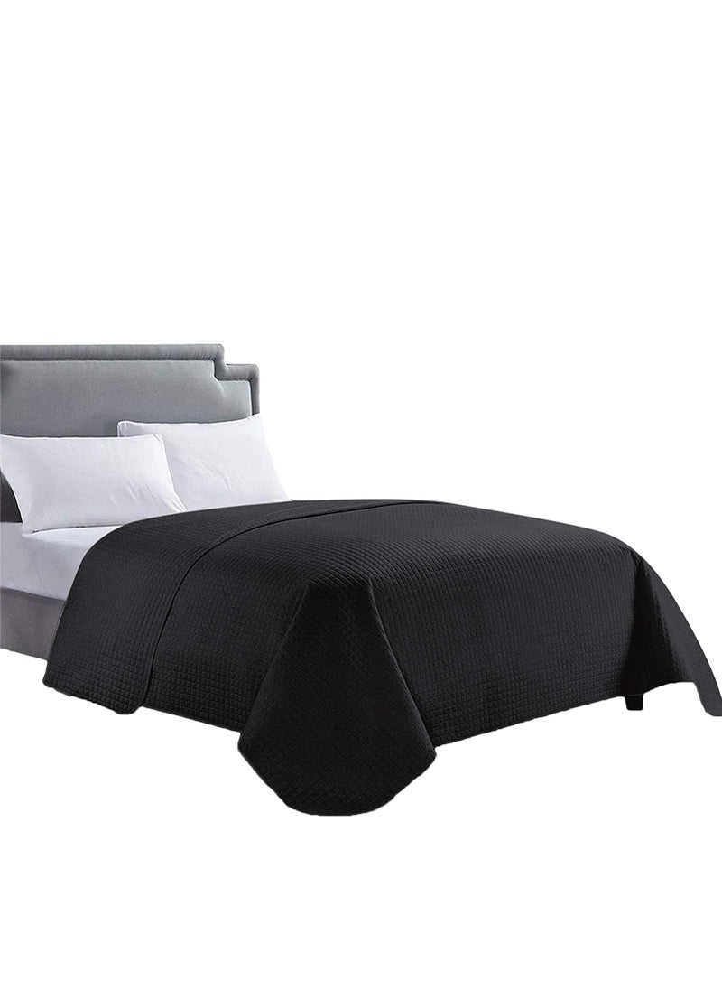 HollyHOME HollyHOME Luxury Checkered Super Soft Solid Single Pinsonic Bed Quilt Bedspread Bed Cover Black King 