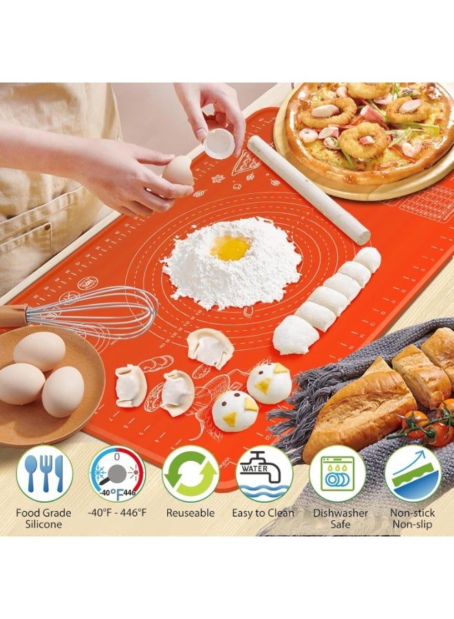 Happy Home Large Non-Stick Reusable Silicone Pastry Mat 43 x 35 cm Overall Dimensions 50 x 40 cm - Food Grade Silicone Mat for Dough, Pastry, Pizza Non-Slip with Precise Measurements for Dough Rolling and Surface Protection Heat Resistant Thick Food Grade Silicone Mat for Pizza, Baked Goods, Pies Can be used as an oven liner or rolling pin (Orange) - Image 2