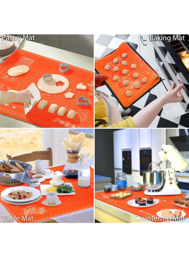 Happy Home Large Non-Stick Reusable Silicone Pastry Mat 43 x 35 cm Overall Dimensions 50 x 40 cm - Food Grade Silicone Mat for Dough, Pastry, Pizza Non-Slip with Precise Measurements for Dough Rolling and Surface Protection Heat Resistant Thick Food Grade Silicone Mat for Pizza, Baked Goods, Pies Can be used as an oven liner or rolling pin (Orange) - Image 4