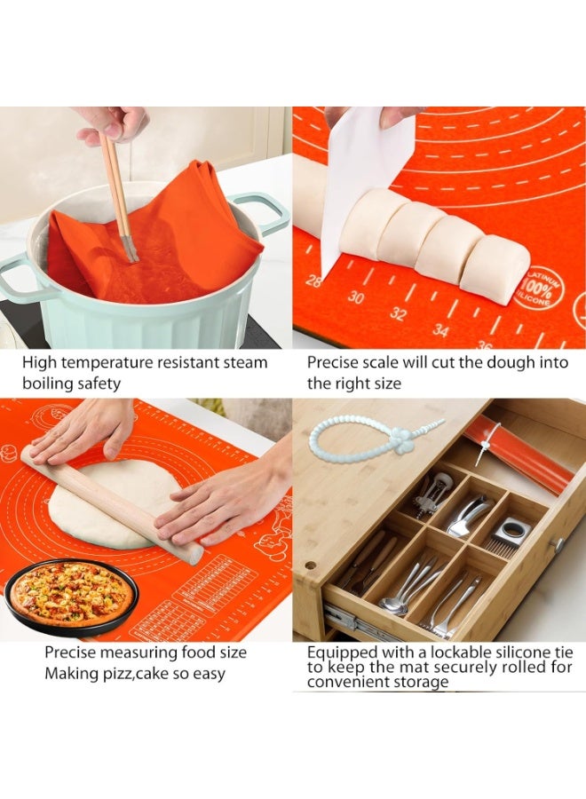 Happy Home Large Non-Stick Reusable Silicone Pastry Mat 43 x 35 cm Overall Dimensions 50 x 40 cm - Food Grade Silicone Mat for Dough, Pastry, Pizza Non-Slip with Precise Measurements for Dough Rolling and Surface Protection Heat Resistant Thick Food Grade Silicone Mat for Pizza, Baked Goods, Pies Can be used as an oven liner or rolling pin (Orange) - Image 5