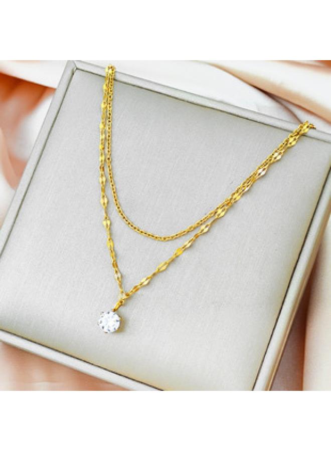 Titanium Steel Elegant Light Luxury Gold Plating Exquisite Non-fading Necklace Women's All-match Fashion Internet Popular Trend Clavicle Chain 