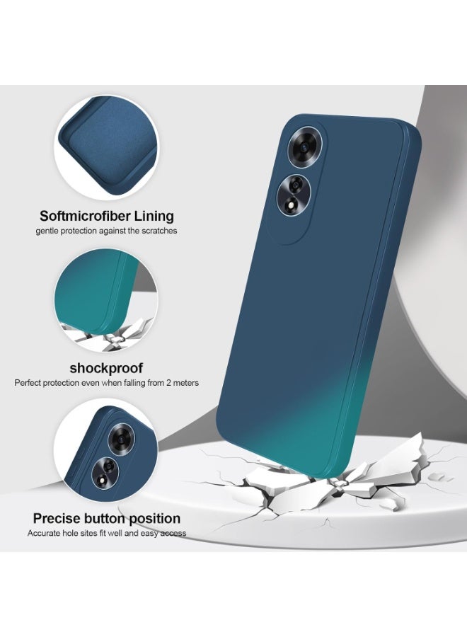 جراب سيليكون متوافق مع هاتف OPPO A60، مصنوع من مطاط جل السيليكون الناعم، مقاوم للصدمات، بلمسة نهائية غير لامعة، مع بطانة داخلية من القماش (ازرق) - Image 2