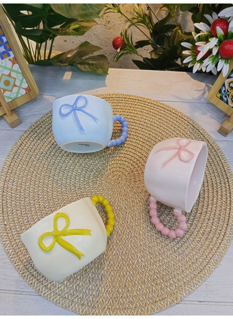 Porcelain Bow Mug with Bubble Handle – Large Size for Nescafe & Hot Drinks - Image 3