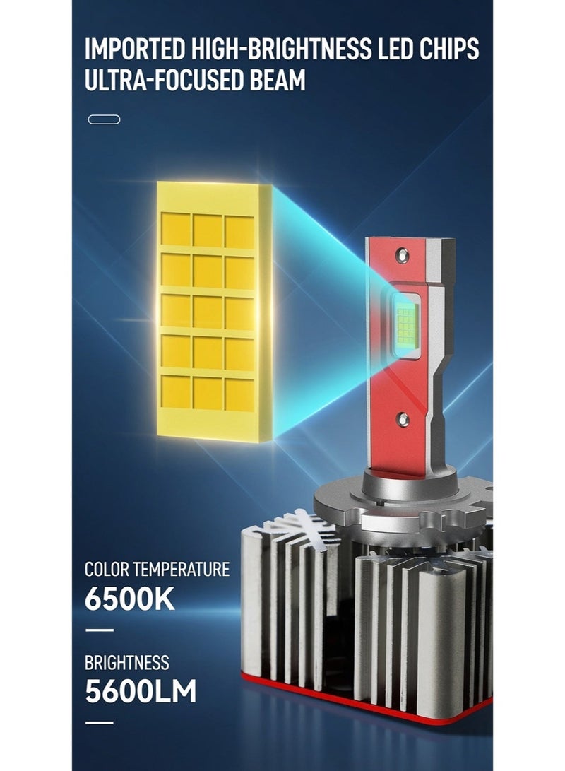 مصباح أمامي للسيارة من سلسلة D بتقنية LED، طراز Y5D-D2-6500K، ضوء أبيض 6500 كلفن، قدرة 55 واط، مصباح عالي السطوع، تصميم تبريد من الألومنيوم المستخدم في صناعة الطائرات، عمر افتراضي طويل. - Image 4