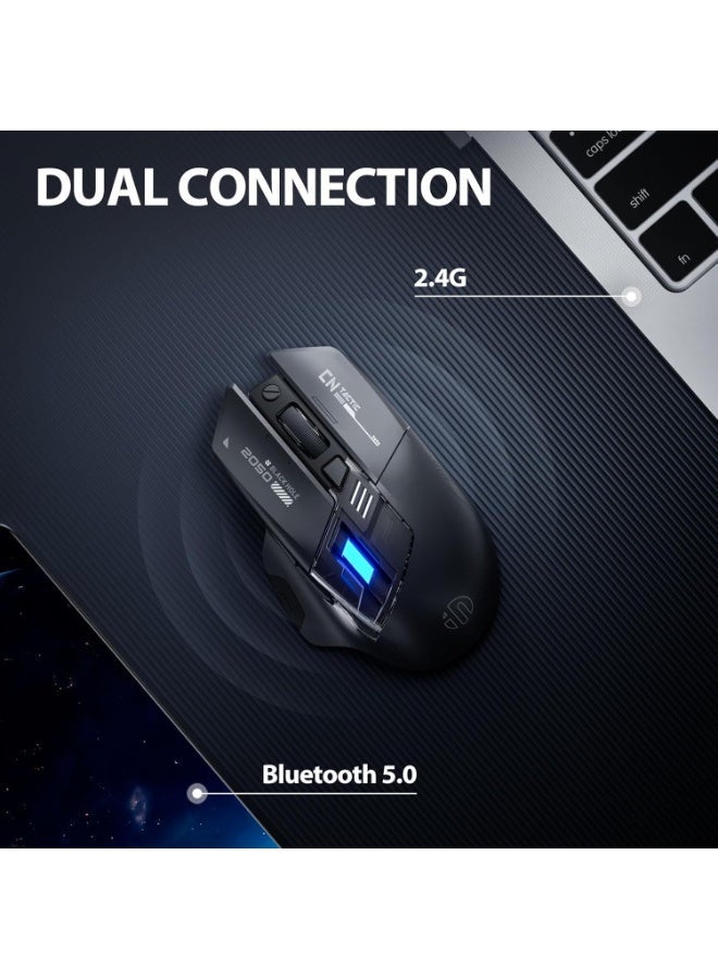 إنفيك INPHIC A9 Explorer Bluetooth Mouse, Dual-Mode Bluetooth 5.0/2.4G wireless Mouse rechargeable, 2400 DPI, RGB breathing light, visible battery indicator, cordless mouse for Laptop/PC/Computer - Image 2