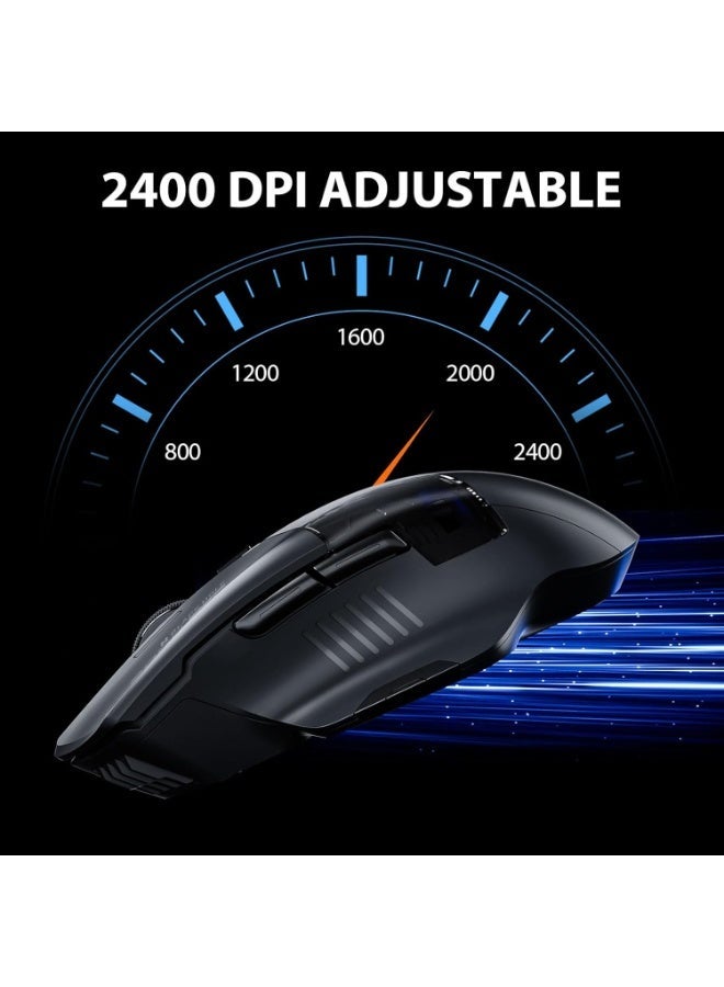 إنفيك INPHIC A9 Explorer Bluetooth Mouse, Dual-Mode Bluetooth 5.0/2.4G wireless Mouse rechargeable, 2400 DPI, RGB breathing light, visible battery indicator, cordless mouse for Laptop/PC/Computer - Image 4