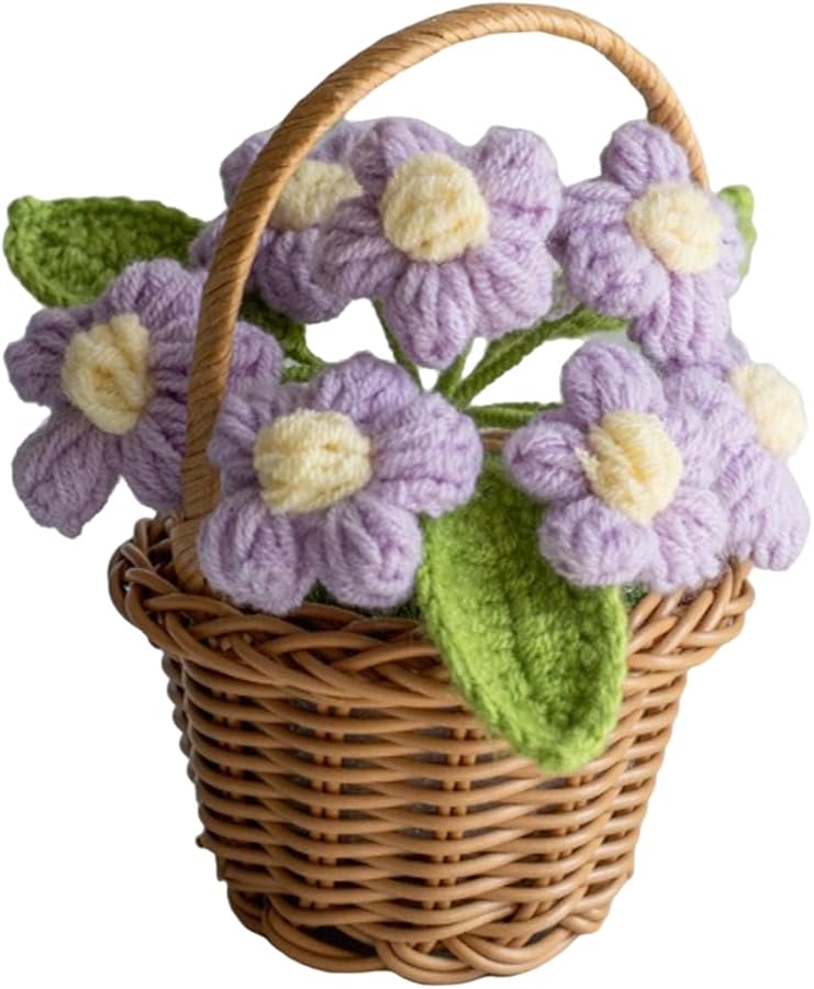 Purple Mini Flower Basket Desktop Decoration Eternal Dried Flower DIY Creative Gift - Image 2