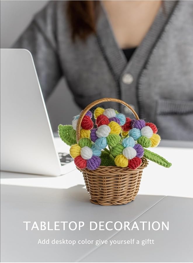 Purple Mini Flower Basket Desktop Decoration Eternal Dried Flower DIY Creative Gift - Image 5