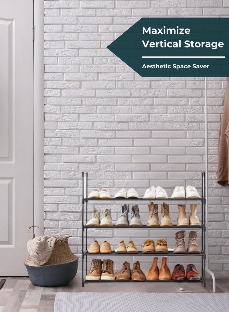 Sortify 4 Tier Shoe Rack and Organiser, Sturdy Metal Shoe Organizer Space Saver for Entryway, Easy to Assemble Compact Shoes Rack with Large Capacity, Free Standing Shoe Storage Cabinet 80 x 26 x 73 cm - Image 5