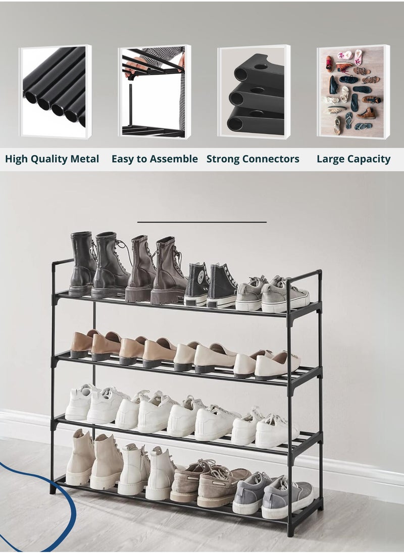 Sortify 4 Tier Shoe Rack and Organiser, Sturdy Metal Shoe Organizer Space Saver for Entryway, Easy to Assemble Compact Shoes Rack with Large Capacity, Free Standing Shoe Storage Cabinet 80x26x109 cm  - Image 2