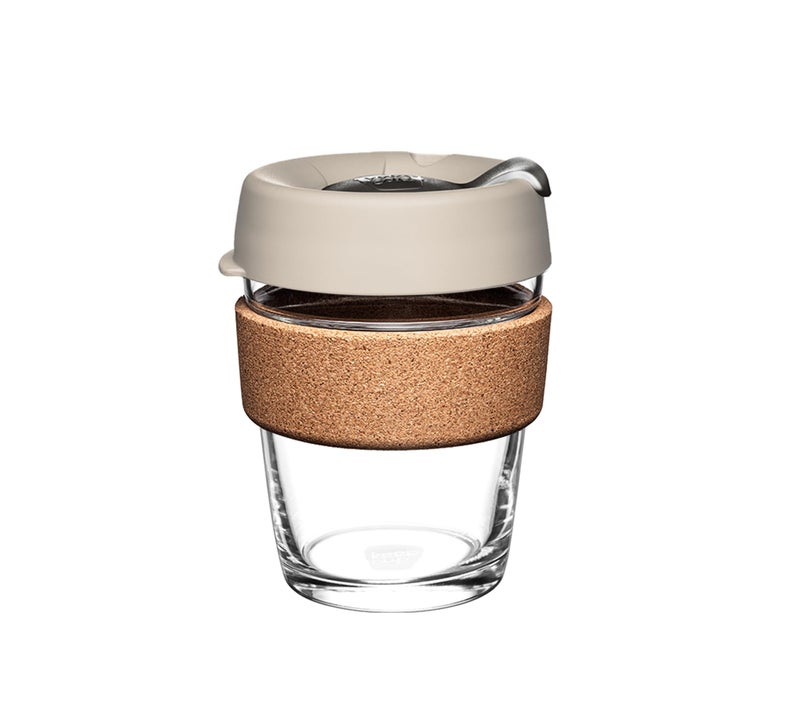 كوب القهوة القابل لإعادة الاستخدام 12 أونصة من KeepCup زجاج مقوى مع حزام من الفلين الطبيعي 12 أونصة فلتر متوسط BFIL12