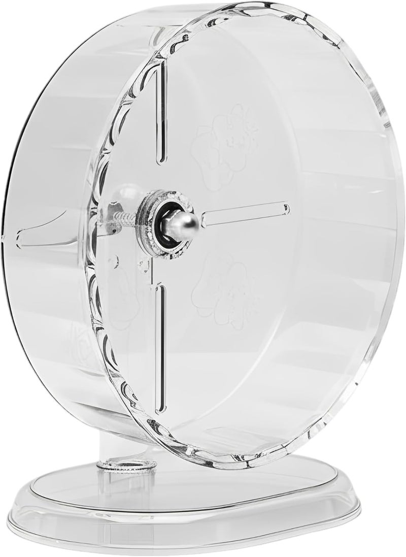 Silent 9.5 Inch Hamster Running Wheel, Clear Plastic Exercise Toy with Stand, for Syrian Hamsters, Easy to Clean, Promotes Movement, 9.4 in Diameter - Image 2