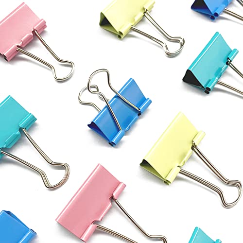 Ykimok 48 Pcs Medium Binder Clips, 1.25 inch(32mm), Colored Binder Clips, Paper Clamps Medium Size for Office Supplies, 4 Vibrant Colors - Image 1