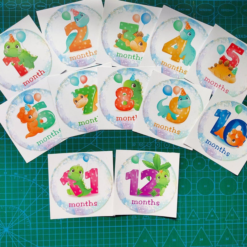 Newborn Milestone Stickers Baby Monthly Stickers First Year Memories 10x10CM Memory Recording 12Pcs - Image 3