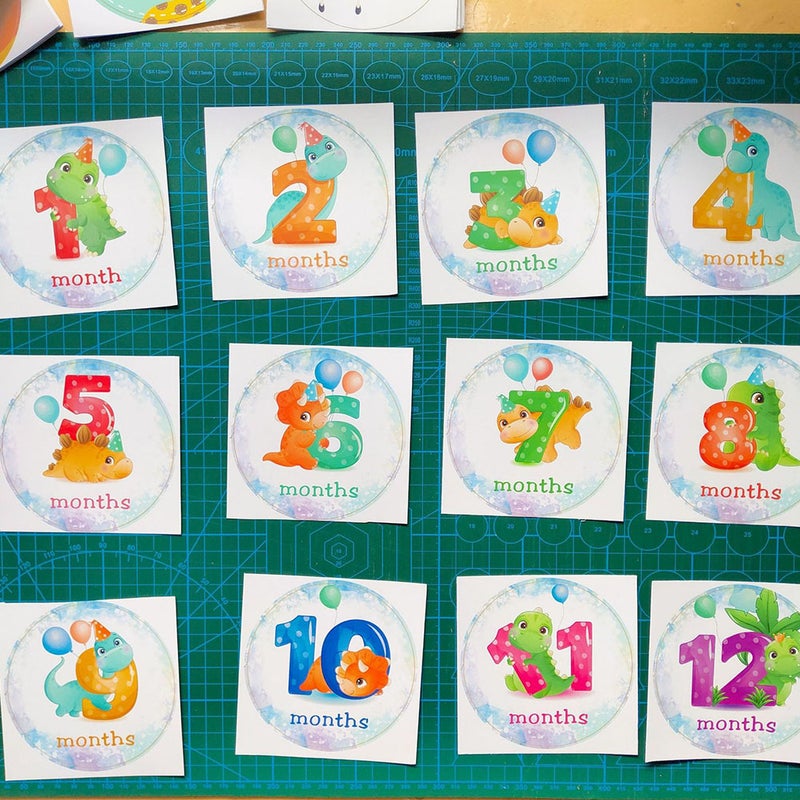 Newborn Milestone Stickers Baby Monthly Stickers First Year Memories 10x10CM Memory Recording 12Pcs - Image 4