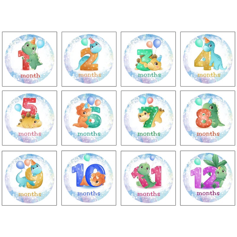 Newborn Milestone Stickers Baby Monthly Stickers First Year Memories 10x10CM Memory Recording 12Pcs - Image 1