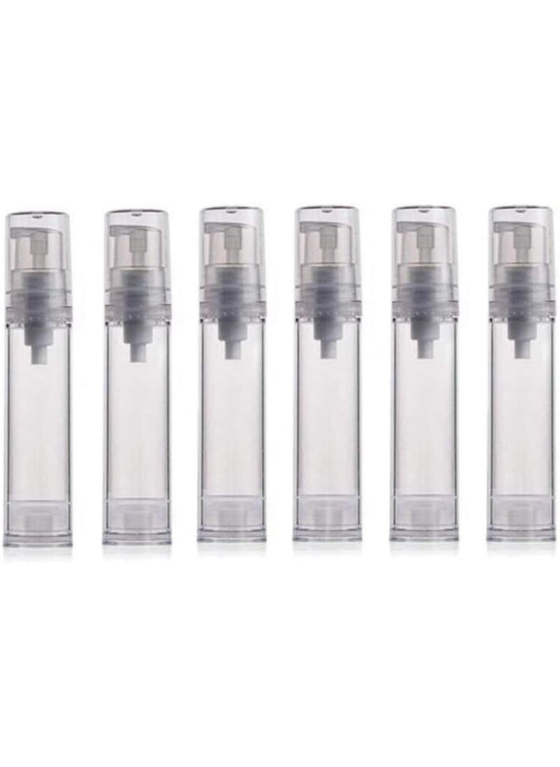 ericotry 6PCS 10ml Empty Clear Refillable Airless Vacuum Pump Cream Lotion Bottle Portable Make Up Cosmetic Travel Bottles Toiletries Liquid Container for Essence Cleanser Emulsion (10ml) 