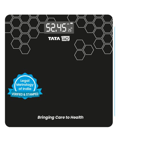 Tata 1mg Digital Weighing Scale for Home | Weight Machine with High Accuracy Sensor | Verified by Legal Metrology of India | Large Display | Anti-Skid | Wide Body Measurement Range | One Unit - Image 1